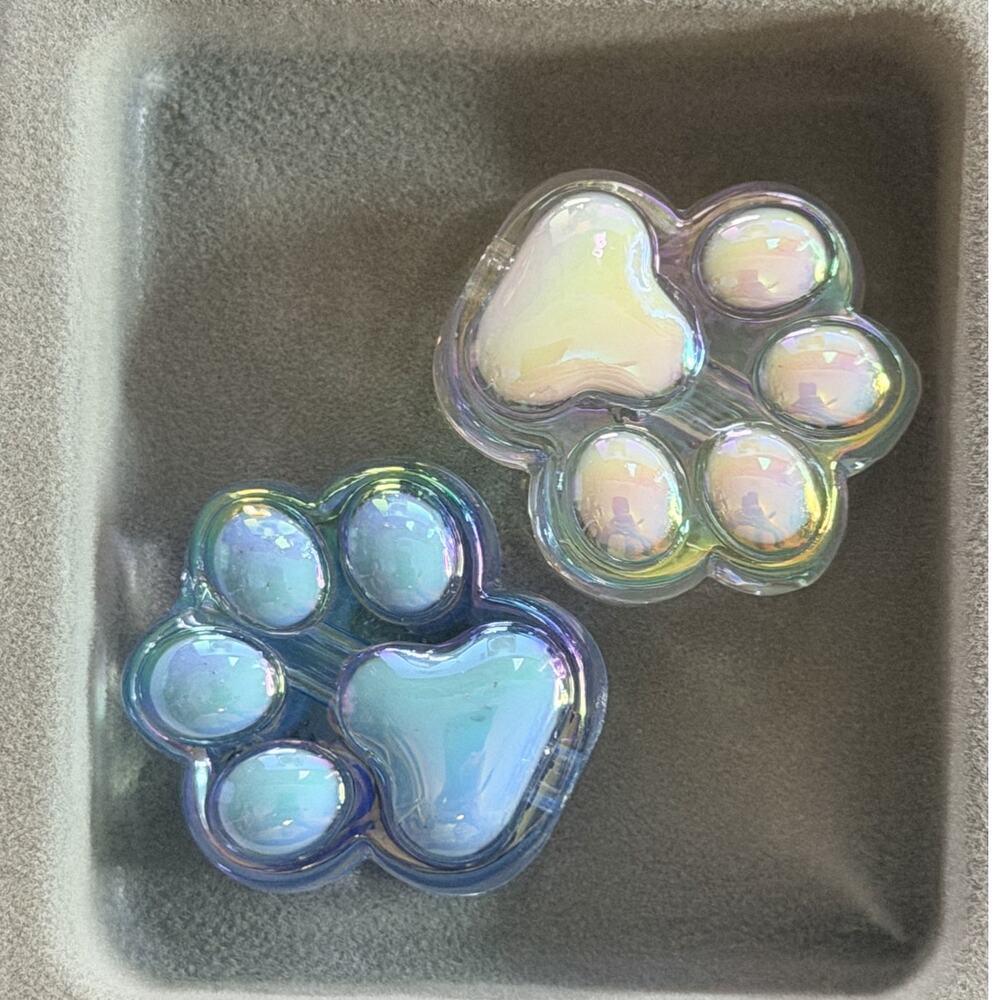 #8118 2 Piece Large Acrylic Pawprint Bead - for Beadable Items